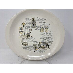 Stetson Marcrest 11” Oval Platter Gay Nineties White Yellow Kitschy Vintage